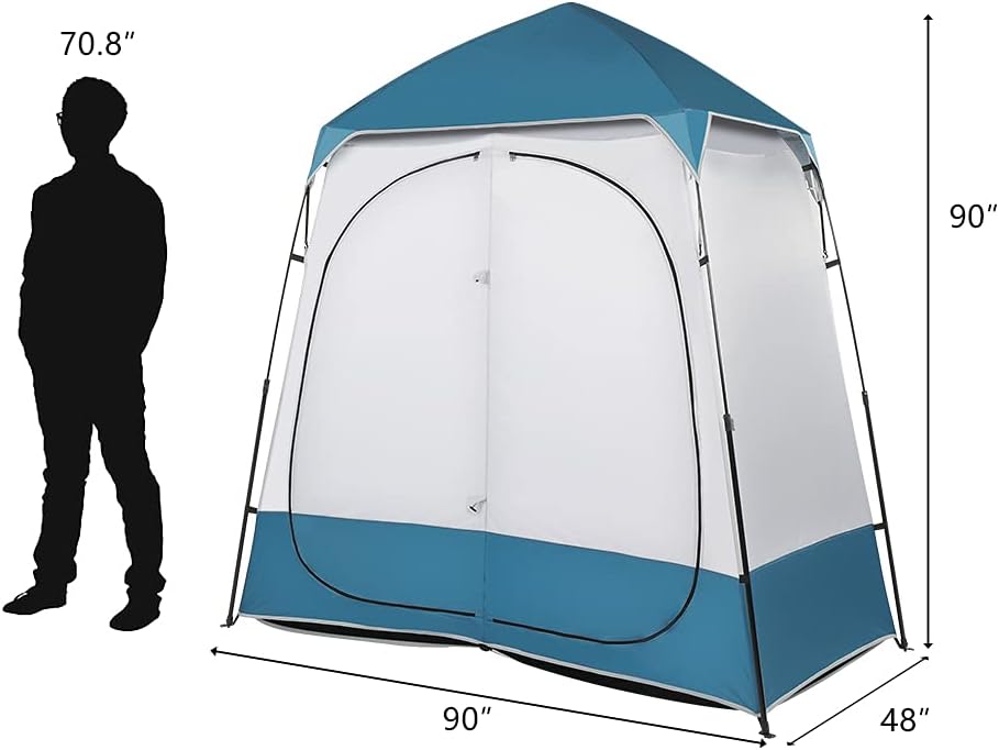 VINGLI 2 Room Shower Tent, 7.5 FT Instant Pop Up Shelter with Carrying Bag, Privacy Changing Room Tent,Perfect for Portable Toilet, Camping, Dressing, Outdoor Indoor, Easy Set Up