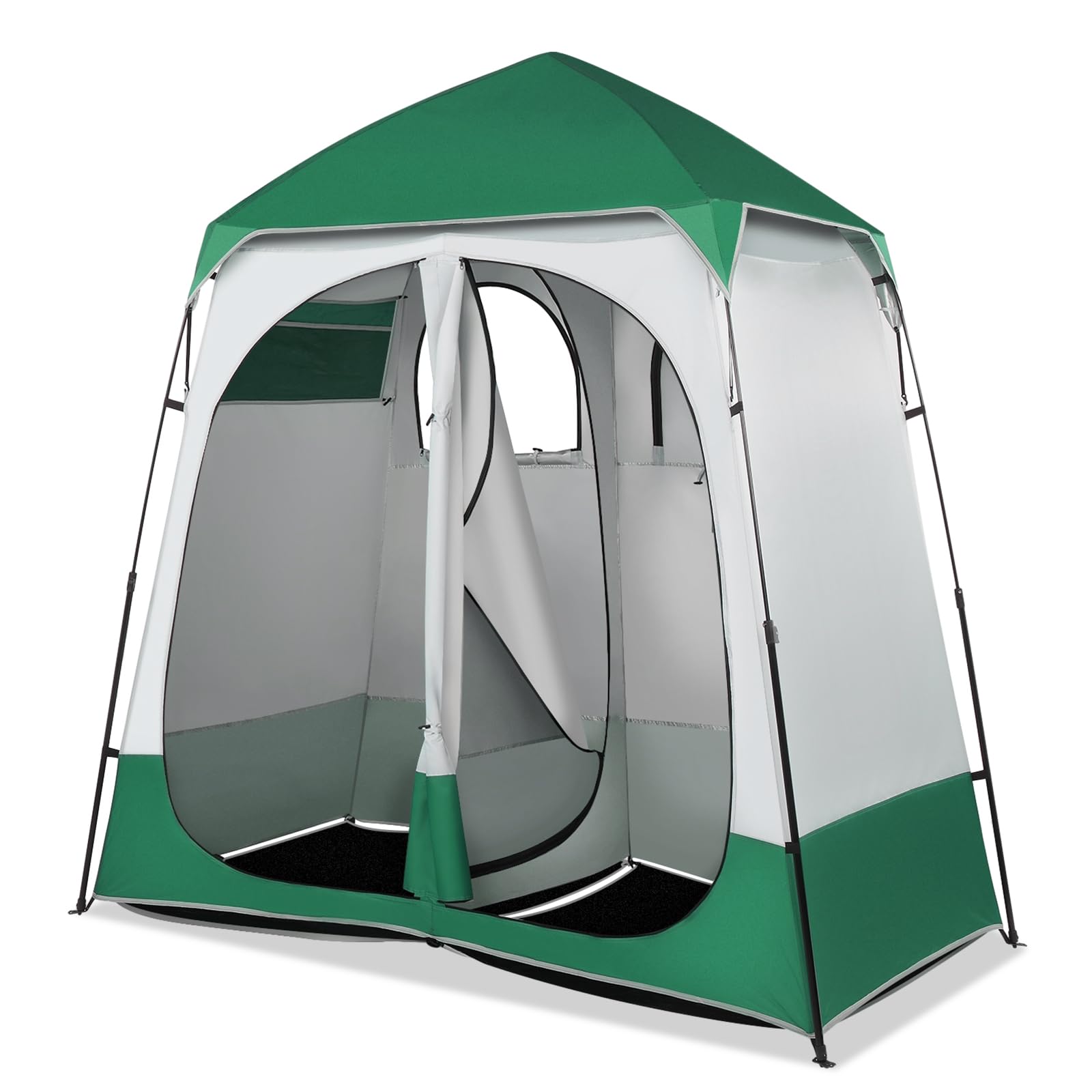 VINGLI 2 Room Shower Tent, 7.5 FT Instant Pop Up Shelter with Carrying Bag, Privacy Changing Room Tent,Perfect for Portable Toilet, Camping, Dressing, Outdoor Indoor, Easy Set Up