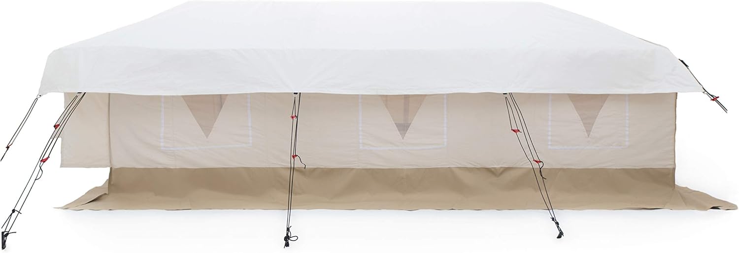 WHITEDUCK Flysheet for Alpha Wall Tent, Guy Ropes, D-Ring, Metal Runner & Stakes Included for Hunting, Family Camping & Outdoor Activities