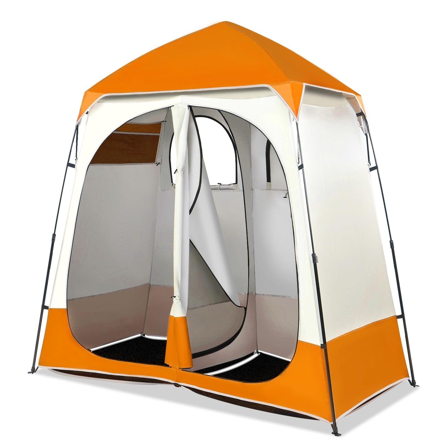 VINGLI 2 Room Shower Tent, 7.5 FT Instant Pop Up Shelter with Carrying Bag, Privacy Changing Room Tent,Perfect for Portable Toilet, Camping, Dressing, Outdoor Indoor, Easy Set Up