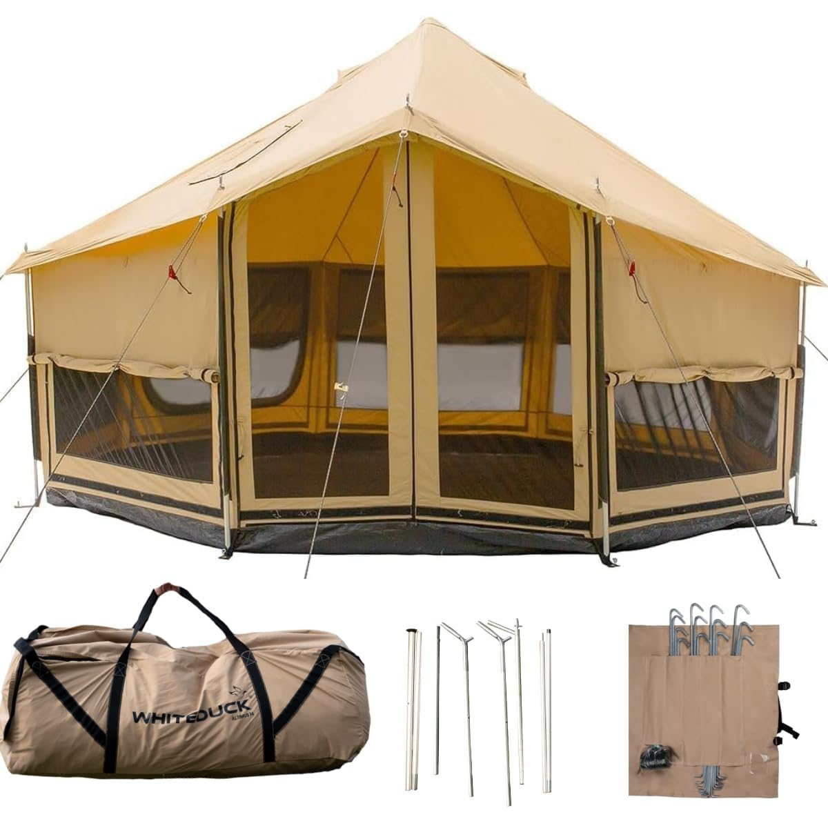 WHITEDUCK Altimus Canvas Tent with Stove Jack, Waterproof, 4 Season Luxury Camping and Glamping Tent Outdoor