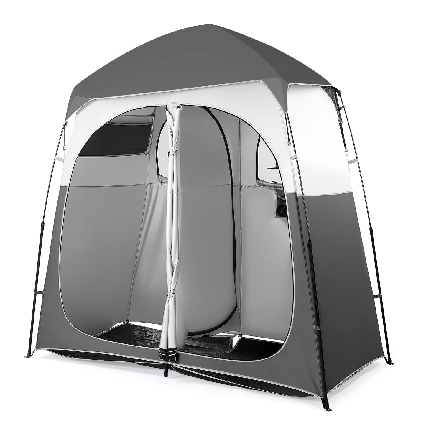 VINGLI 2 Room Shower Tent, 7.5 FT Instant Pop Up Shelter with Carrying Bag, Privacy Changing Room Tent,Perfect for Portable Toilet, Camping, Dressing, Outdoor Indoor, Easy Set Up
