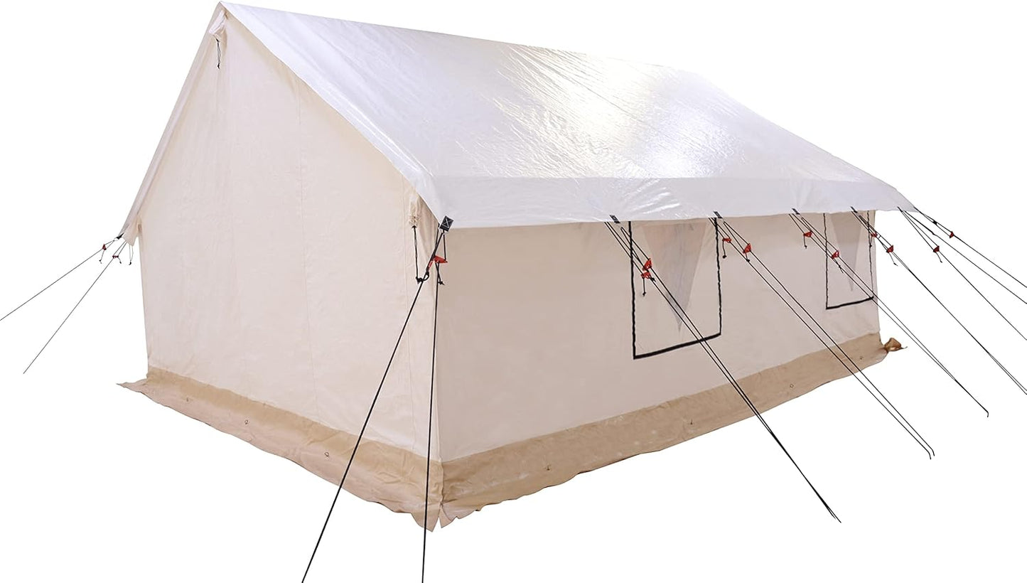 WHITEDUCK Flysheet for Alpha Wall Tent, Guy Ropes, D-Ring, Metal Runner & Stakes Included for Hunting, Family Camping & Outdoor Activities