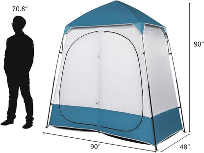 VINGLI 2 Room Shower Tent, 7.5 FT Instant Pop Up Shelter with Carrying Bag, Privacy Changing Room Tent,Perfect for Portable Toilet, Camping, Dressing, Outdoor Indoor, Easy Set Up