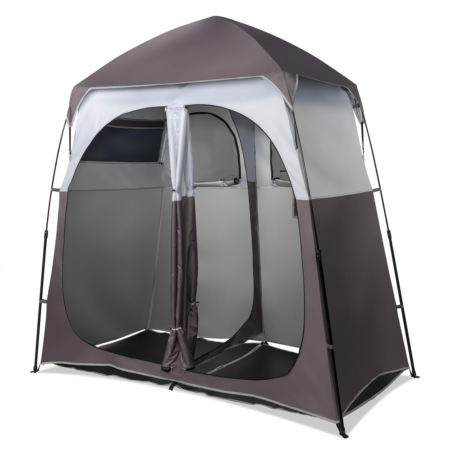 VINGLI 2 Room Shower Tent, 7.5 FT Instant Pop Up Shelter with Carrying Bag, Privacy Changing Room Tent,Perfect for Portable Toilet, Camping, Dressing, Outdoor Indoor, Easy Set Up