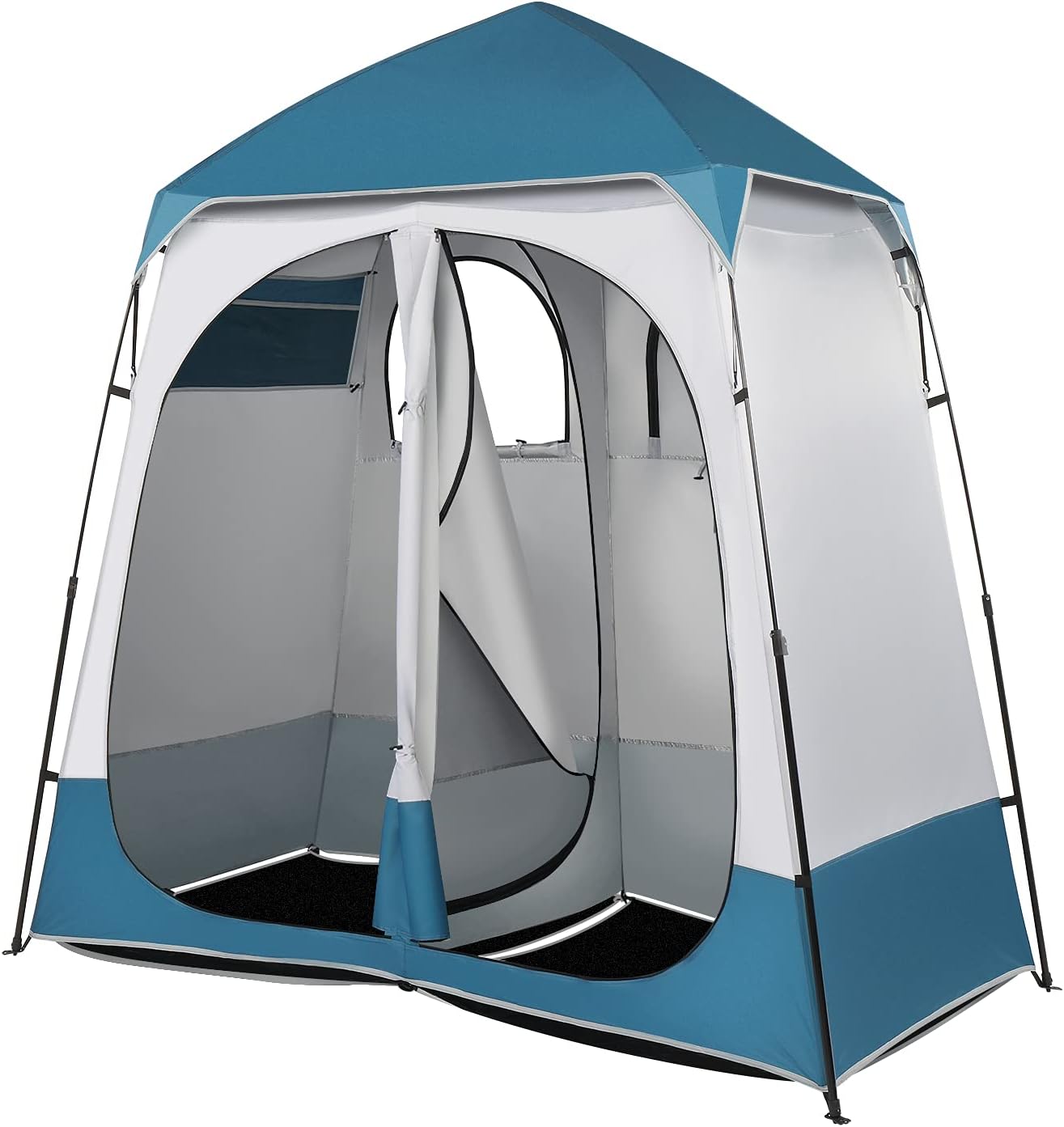 VINGLI 2 Room Shower Tent, 7.5 FT Instant Pop Up Shelter with Carrying Bag, Privacy Changing Room Tent,Perfect for Portable Toilet, Camping, Dressing, Outdoor Indoor, Easy Set Up