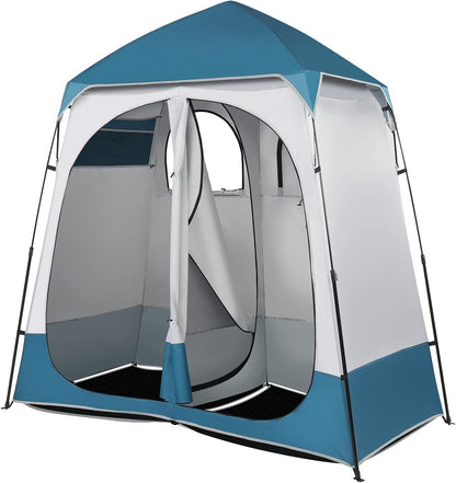 VINGLI 2 Room Shower Tent, 7.5 FT Instant Pop Up Shelter with Carrying Bag, Privacy Changing Room Tent,Perfect for Portable Toilet, Camping, Dressing, Outdoor Indoor, Easy Set Up