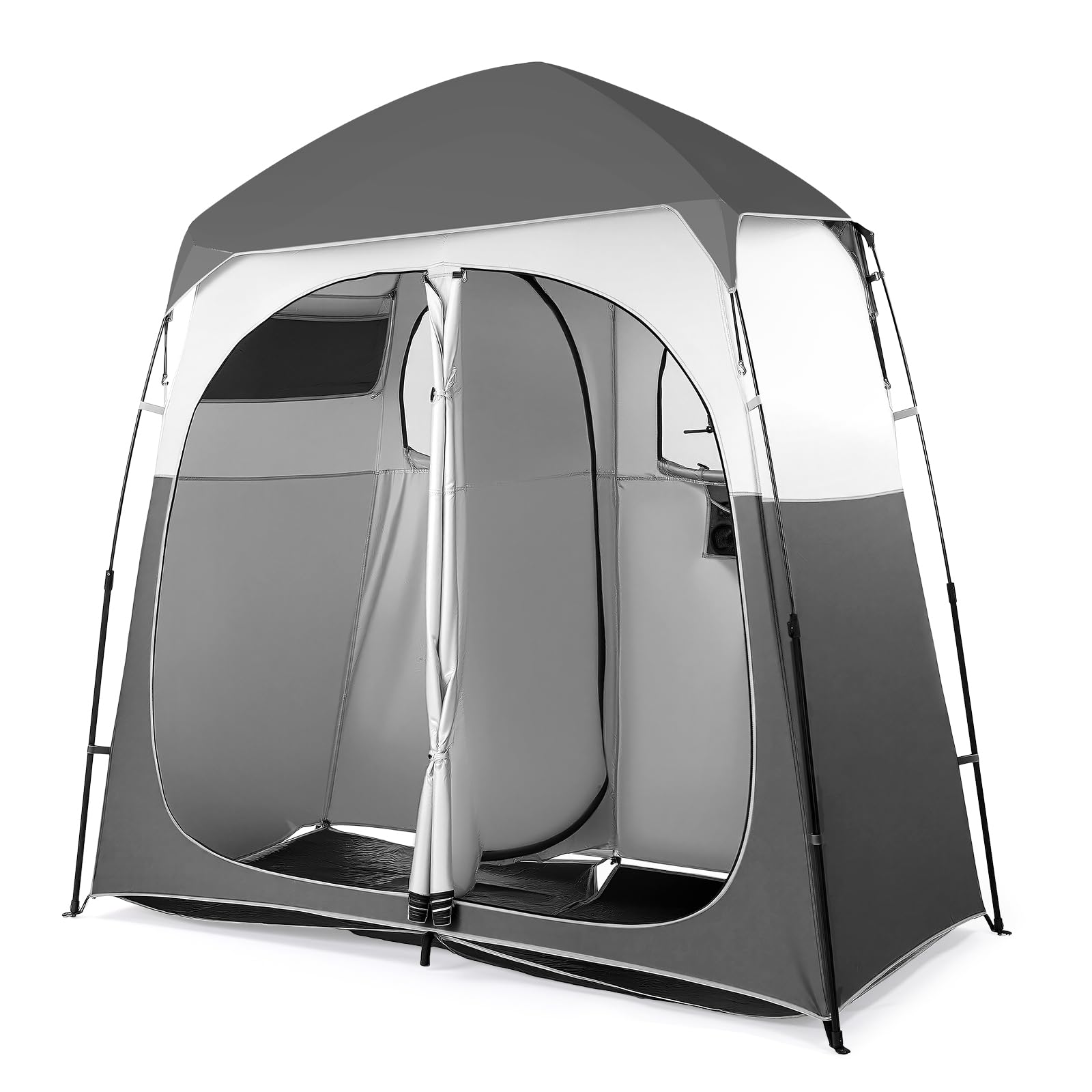 VINGLI 2 Room Shower Tent, 7.5 FT Instant Pop Up Shelter with Carrying Bag, Privacy Changing Room Tent,Perfect for Portable Toilet, Camping, Dressing, Outdoor Indoor, Easy Set Up