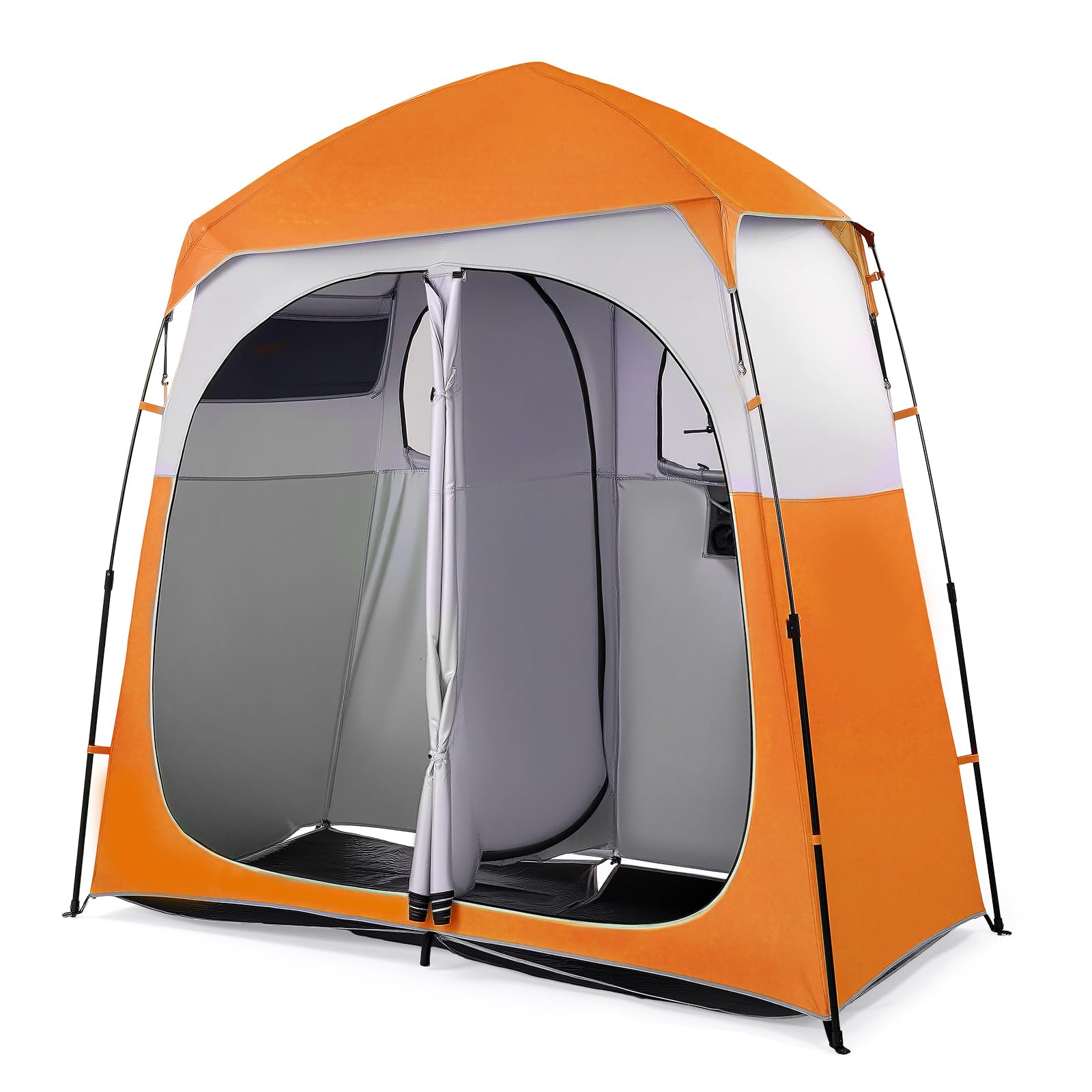 VINGLI 2 Room Shower Tent, 7.5 FT Instant Pop Up Shelter with Carrying Bag, Privacy Changing Room Tent,Perfect for Portable Toilet, Camping, Dressing, Outdoor Indoor, Easy Set Up