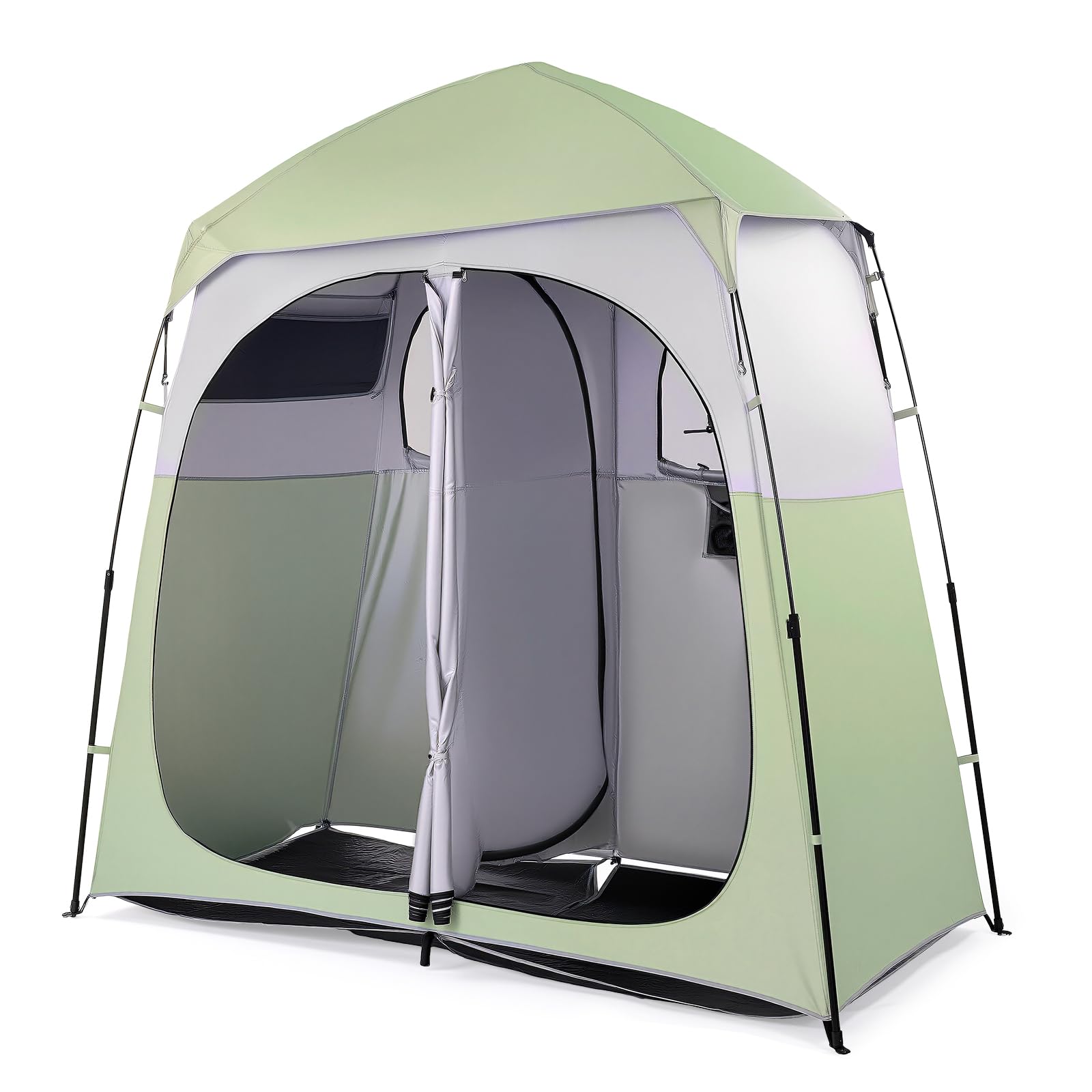 VINGLI 2 Room Shower Tent, 7.5 FT Instant Pop Up Shelter with Carrying Bag, Privacy Changing Room Tent,Perfect for Portable Toilet, Camping, Dressing, Outdoor Indoor, Easy Set Up