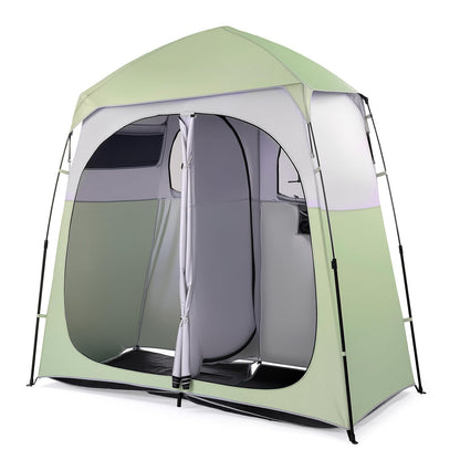 VINGLI 2 Room Shower Tent, 7.5 FT Instant Pop Up Shelter with Carrying Bag, Privacy Changing Room Tent,Perfect for Portable Toilet, Camping, Dressing, Outdoor Indoor, Easy Set Up