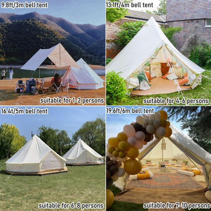Outdoor Safari Glamping Tent Oxford 3M/ 4M/5M/6M Luxury Yurt Bell Tent for Family Camping