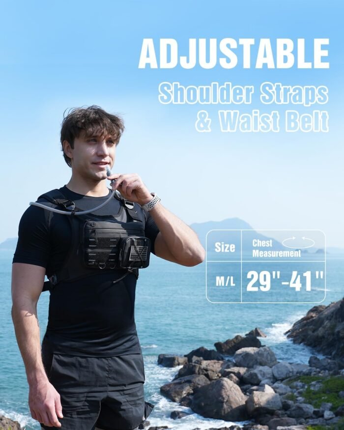 Lightweight Adjustable Chest Pack with Gear Holder, Reflective Running Hydration - Image 2