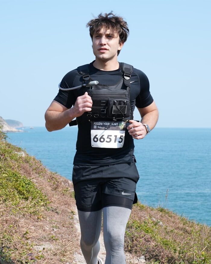 Lightweight Adjustable Chest Pack with Gear Holder, Reflective Running Hydration - Image 4