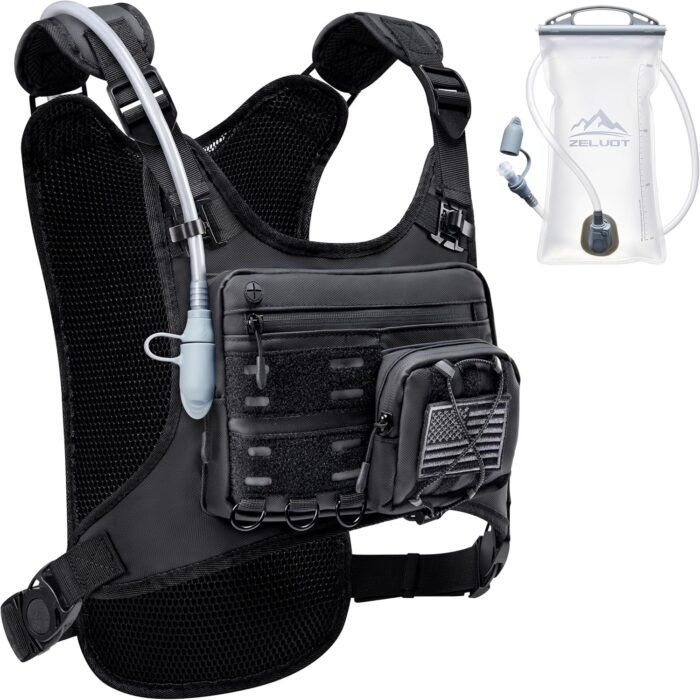 Lightweight Adjustable Chest Pack with Gear Holder, Reflective Running Hydration - Image 1